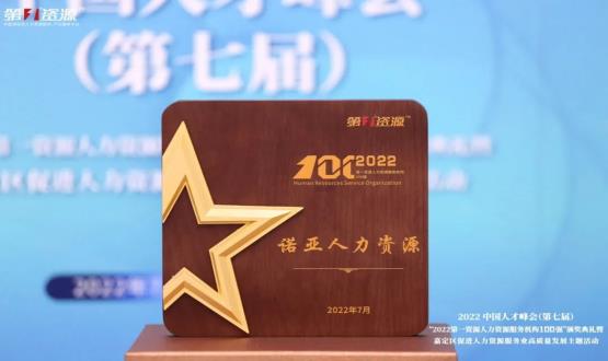 恭賀諾亞人力資源榮膺2022第一資源人力資源服務(wù)機構(gòu)100強榜單！